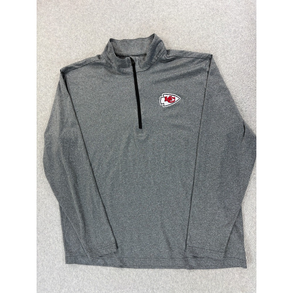 Kansas City Chiefs Stitched Logo 1/4 Zip Stadium Pullover (Men's XL) Gray